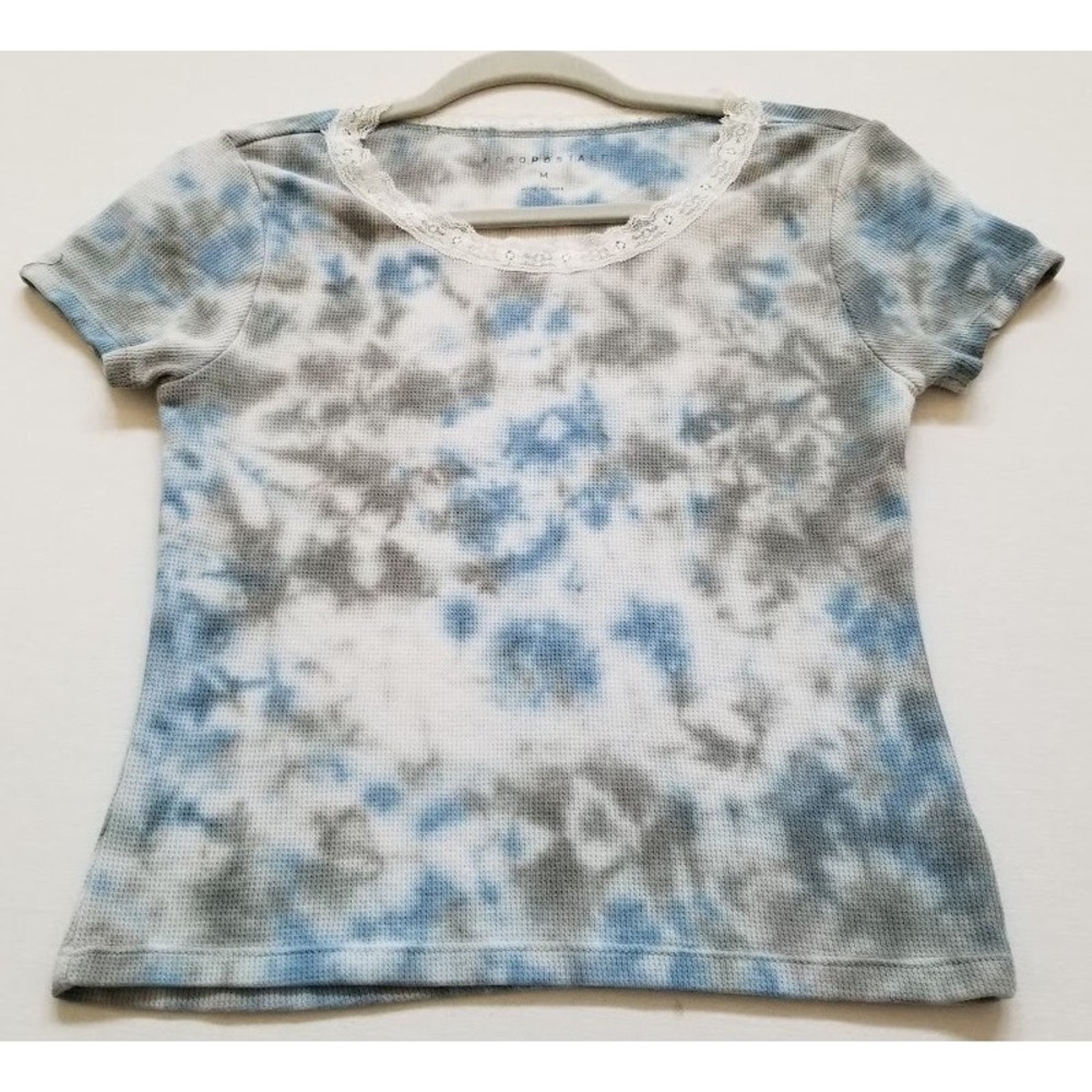 Aeropostale T Shirt Women's Medium M Multicolor Tie Dye Short Sleeve Cropped Tee